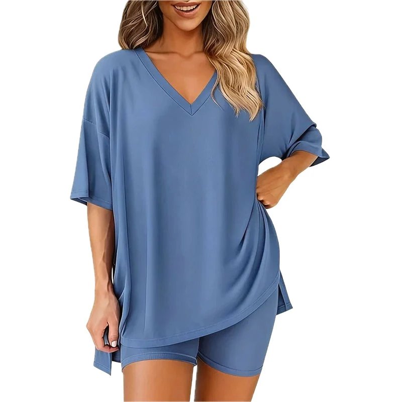 Women's Lounge V-Neck Top & Shorts Set - Image 12