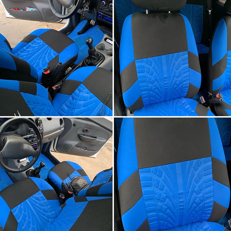 Car Seat Cover Set with Tire Tread Pattern - Image 3