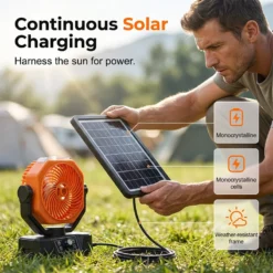 Alternative view of Solar Portable Misting Camping Fan with Remote