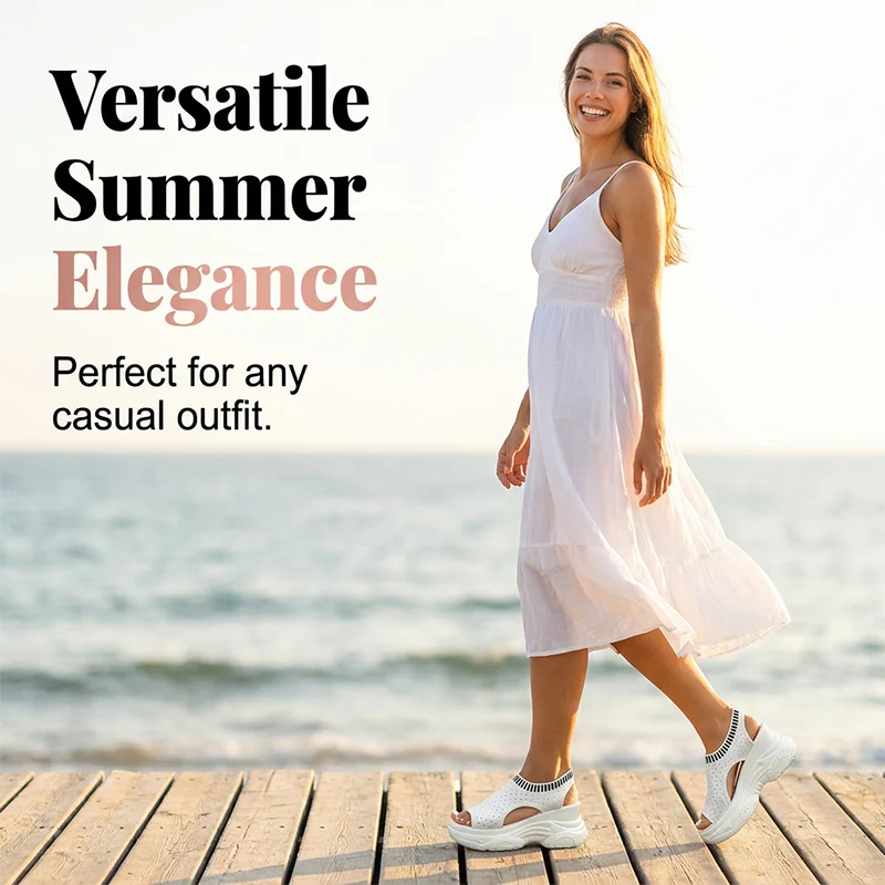 Women's Breathable Peep-Toe Wedge Sandals - Image 5