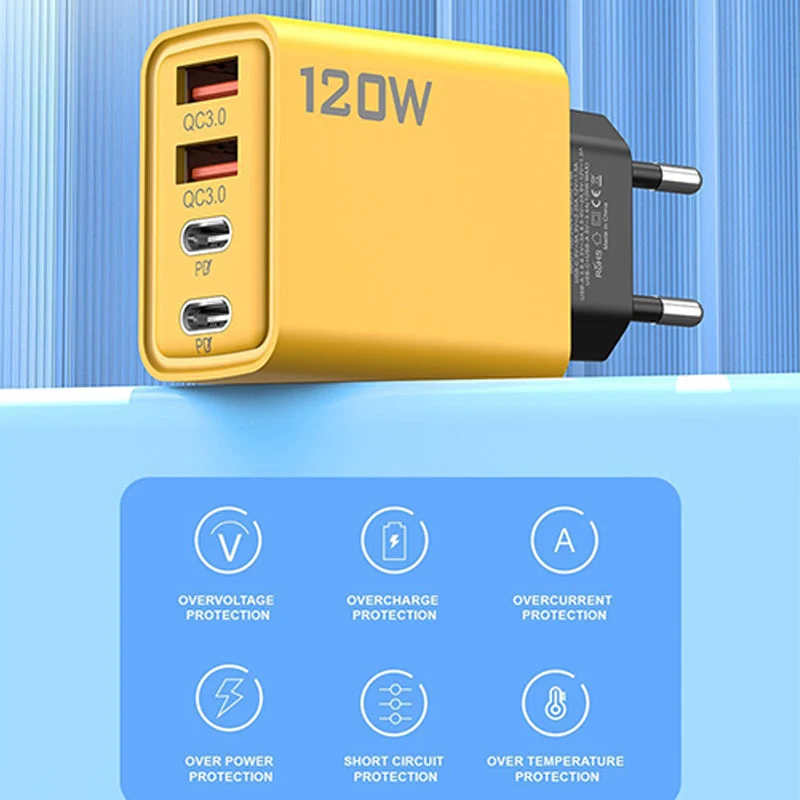 120W 4-Port Fast Charger Block - Image 3