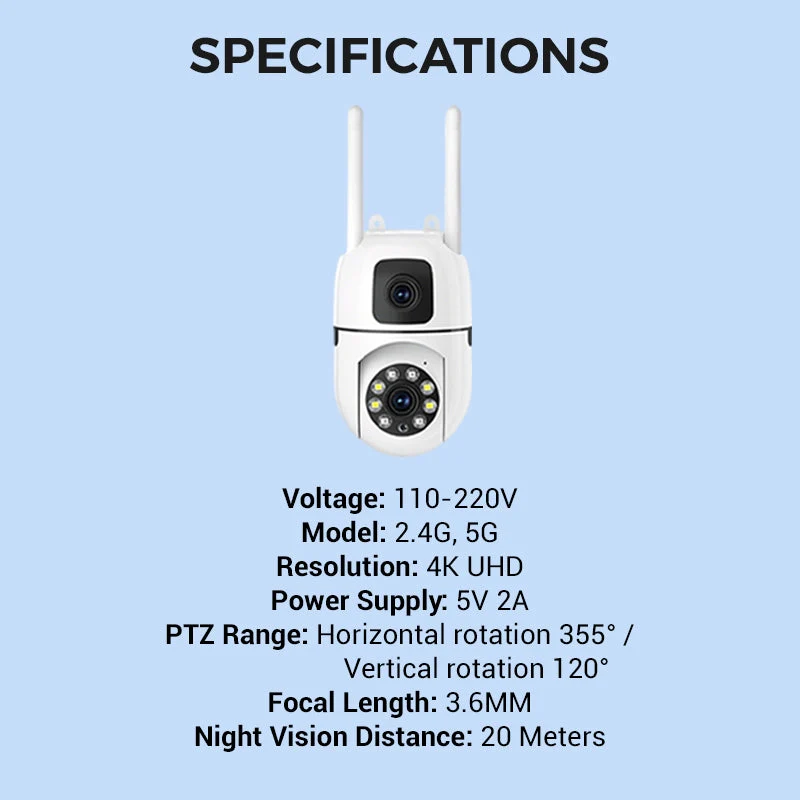 🔍🔍360° Pan & Tilt 4K Dual Lens Security Camera – Outdoor WiFi Surveillance Camera - Image 8