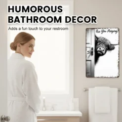 Funny Highland Cow Are You Pooping Metal Sign